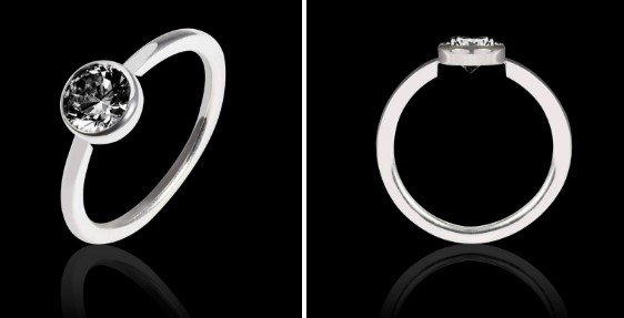 Black diamond solitaire engagement ring Cristina